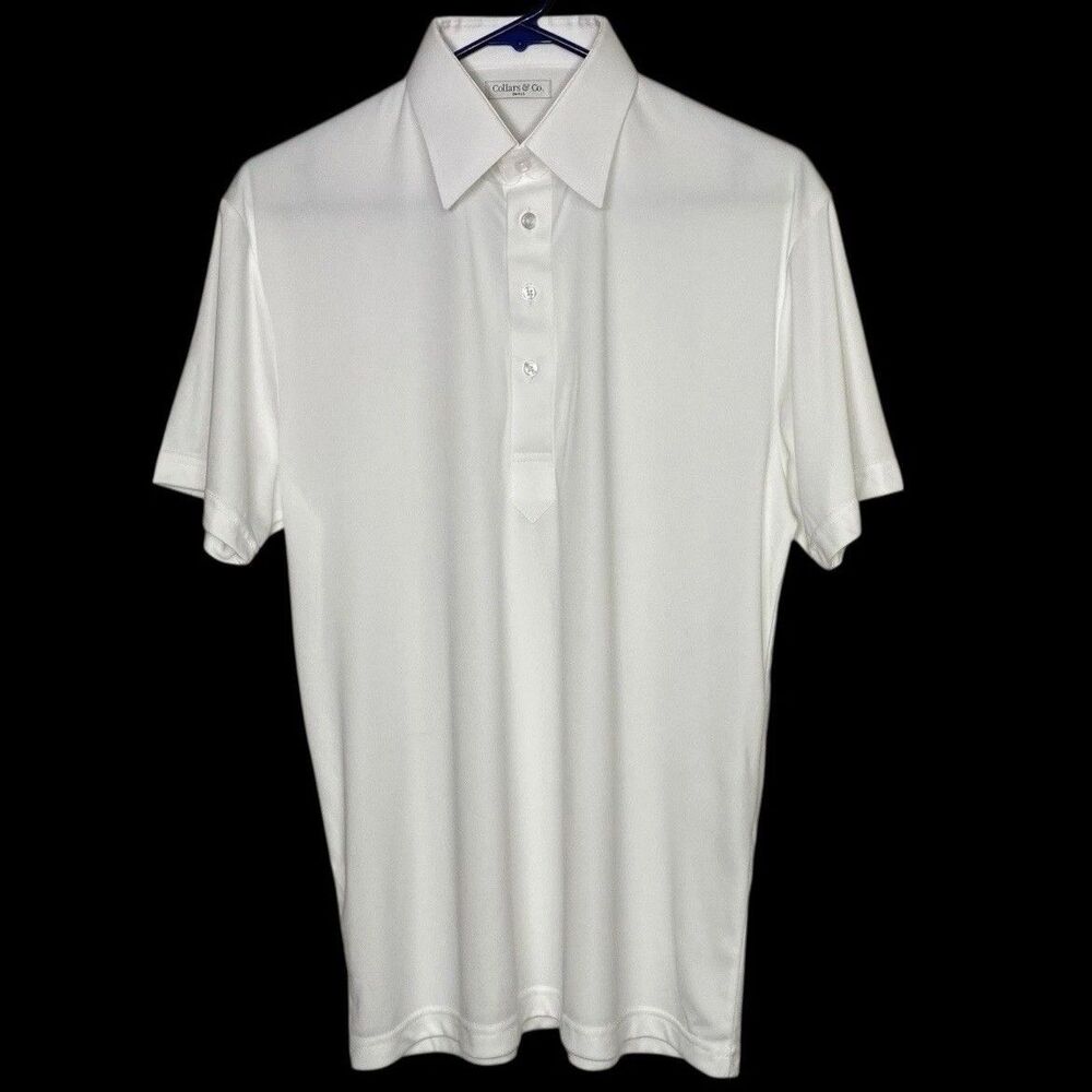 Collars & Co Polo Shirt Mens Medium White Point Dress Collar Preppy Office